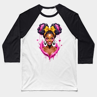 Happy Valentine Black Girl Love splash retro vintage design Baseball T-Shirt